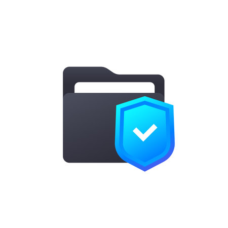 secure folder vector icon with a shieldのイラスト素材