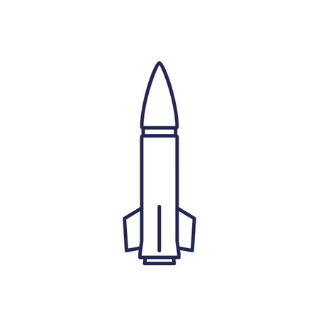 Ballistic missile icon on white, line vectorのイラスト素材