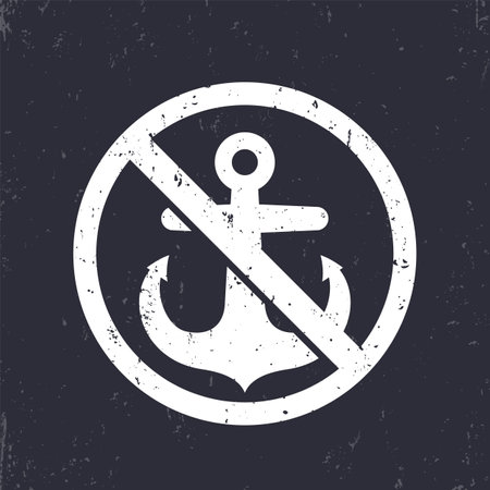 no mooring or docking sign, white on darkのイラスト素材