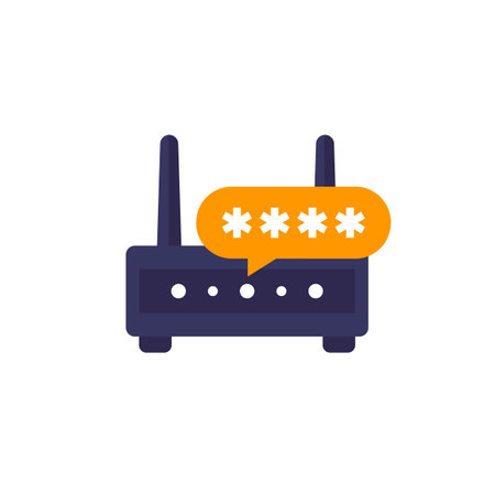 password access to wi-fi router, modem iconのイラスト素材