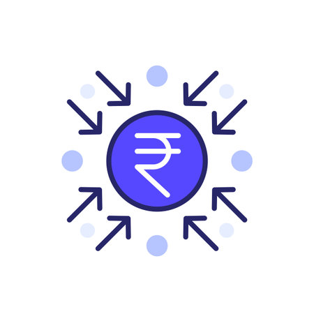 cost reducing and optimization icon with rupeeのイラスト素材