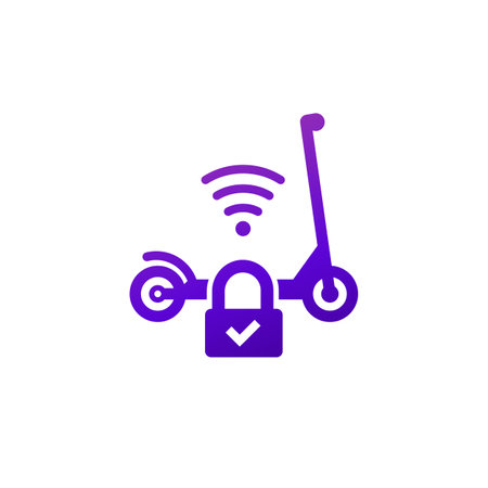 smart lock for a kick scooter iconのイラスト素材