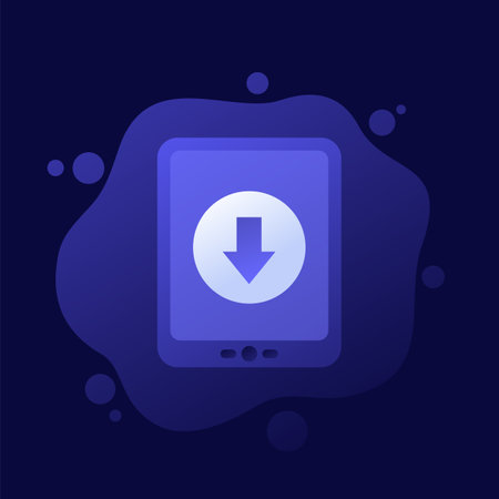 ebook reader, download book to device, vector iconのイラスト素材