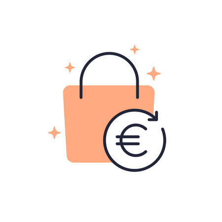 cashback icon with a bag and euro, vectorのイラスト素材