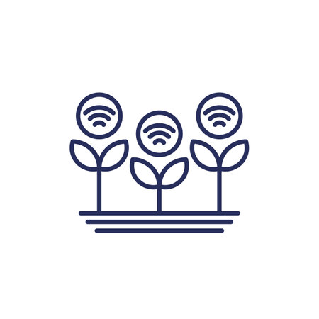 smart farming and agriculture technology line iconのイラスト素材