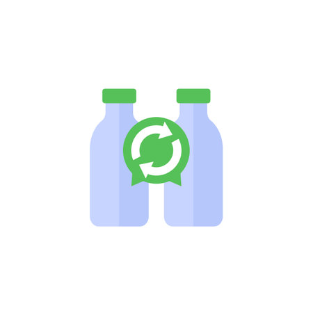 plastic bottles recycling icon, flat vectorのイラスト素材
