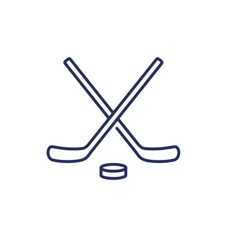 Ice hockey line icon with sticksのイラスト素材