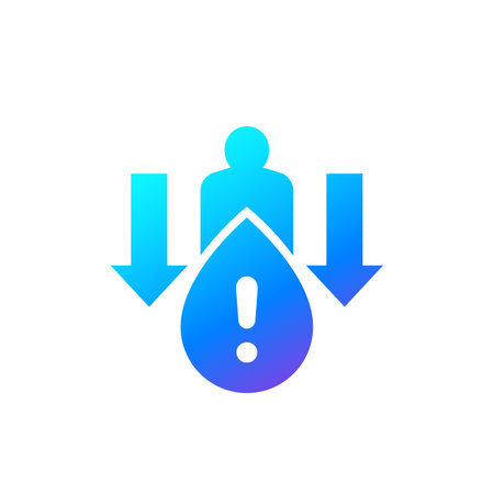 dehydration, low body water icon on whiteのイラスト素材
