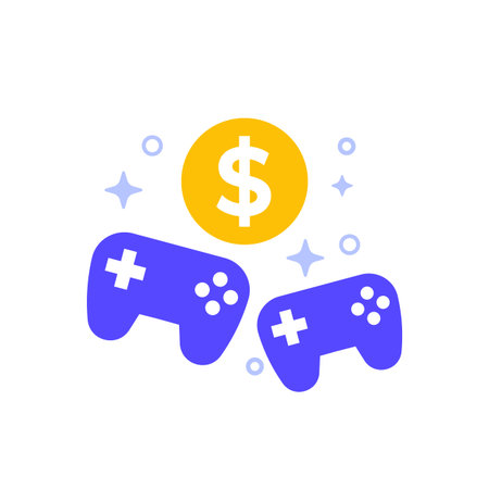 money for games icon with gamepads