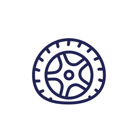 flat tire line icon, vectorのイラスト素材