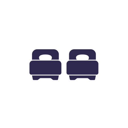 twin beds icon, two single bedsのイラスト素材