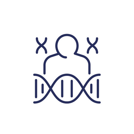 human genome or DNA line icon on whiteのイラスト素材