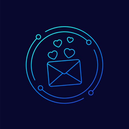 love letter, mail icon, linear designのイラスト素材