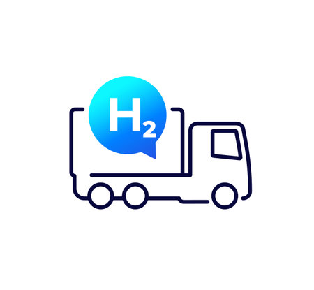 hydrogen truck icon on whiteのイラスト素材