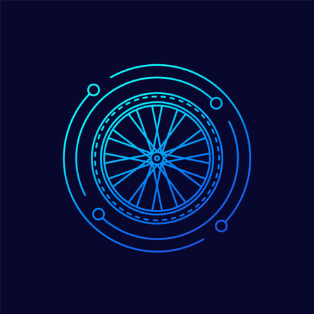 bike wheel icon, bicycle parts linear designのイラスト素材