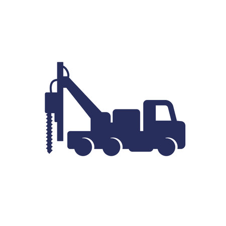 drill truck icon on whiteのイラスト素材