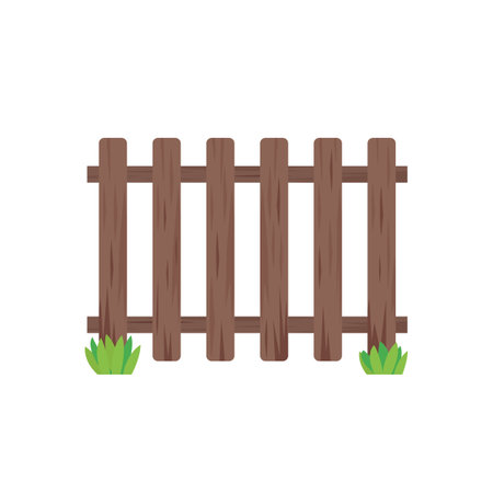 wooden fence on white, vectorのイラスト素材
