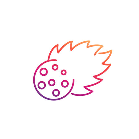 comet or asteroid line iconのイラスト素材