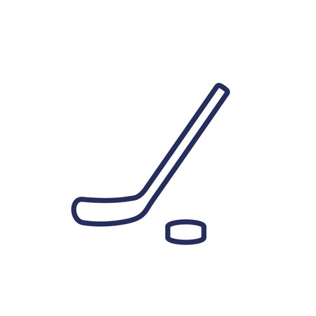 Ice hockey line icon with a stickのイラスト素材