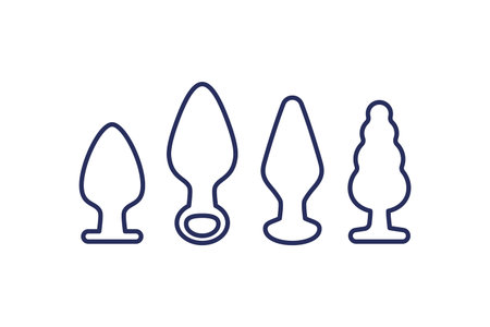 anal plugs icons, sex toys line vectorのイラスト素材