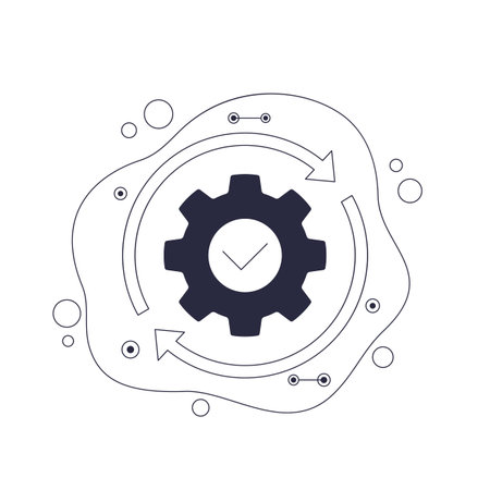 operation, process icon with a gear, vectorのイラスト素材
