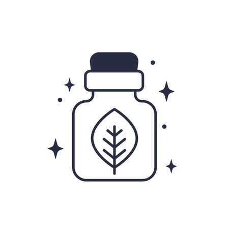 herbal homeopathic medicine icon with a vialのイラスト素材
