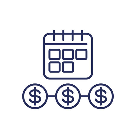 Annuity line icon with calendar, interest paymentsのイラスト素材