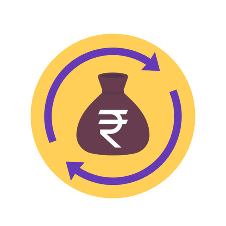 reinvest money icon with indian rupee, flat vectorのイラスト素材