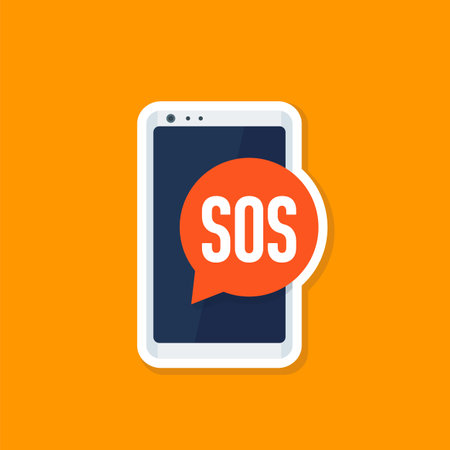 SOS message in a phone vector iconのイラスト素材