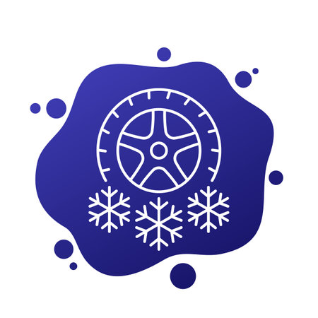 winter tire line icon, vectorのイラスト素材