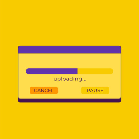 Upload window with progress bar, retro design