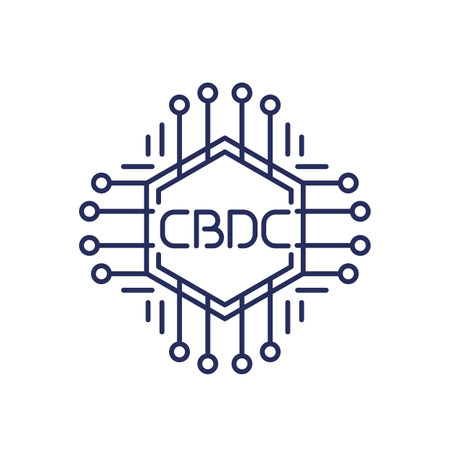 CBDC line icon, central bank digital currencyのイラスト素材