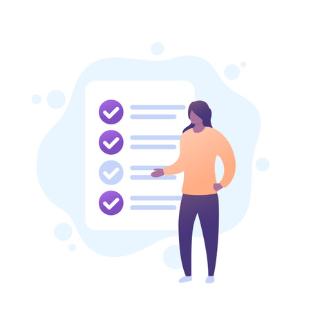 skills, job requirements vector icon with a womanのイラスト素材