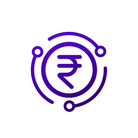digital rupee, eINR icon, indian currency vectorのイラスト素材