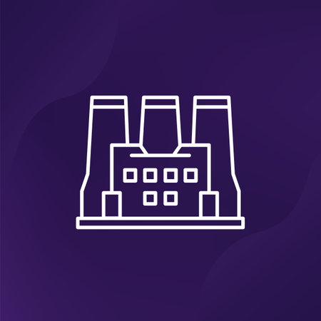 factory or plant icon, line vectorのイラスト素材