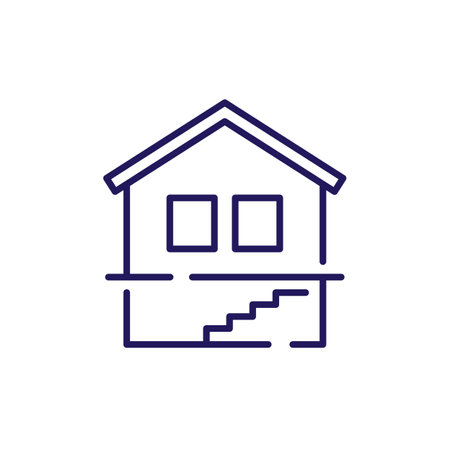 basement line icon with a houseのイラスト素材