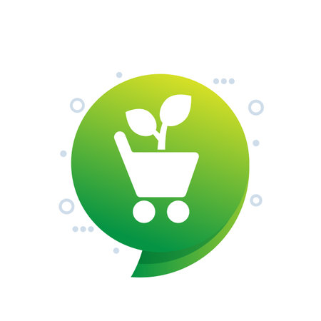 organic shop, eco products vector iconのイラスト素材