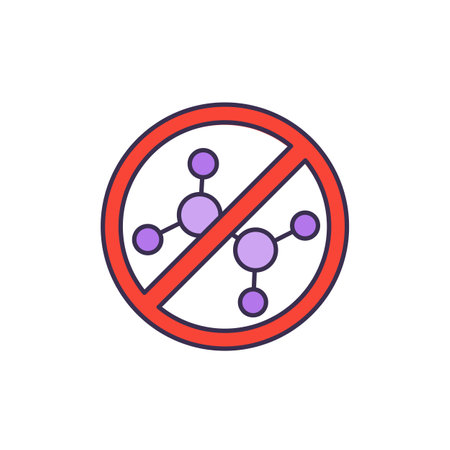 Chemical free icon with a molecule, vectorのイラスト素材