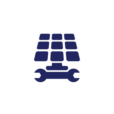 Solar panel installation icon with a wrenchのイラスト素材
