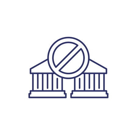 bank sanctions line icon, banking and financeのイラスト素材