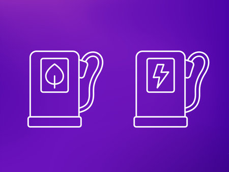 Biofuel and electric station line icons, vectorのイラスト素材