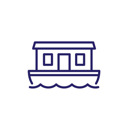 houseboat line icon on whiteのイラスト素材