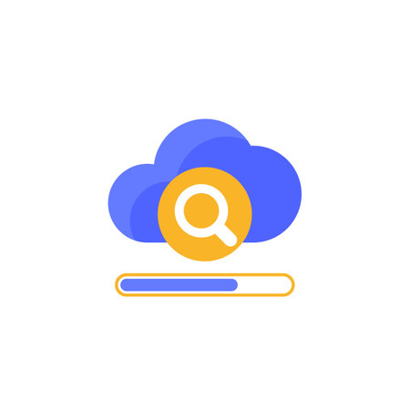 cloud search icon with a progress barのイラスト素材