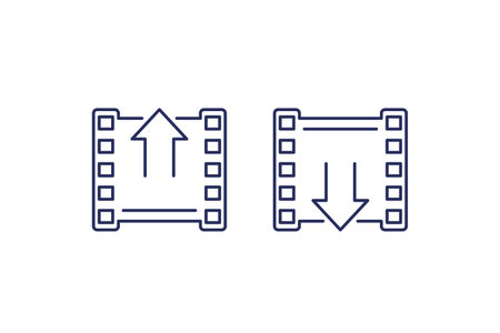 upload or download video line iconのイラスト素材
