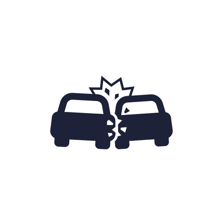 car crash, accident icon on whiteのイラスト素材