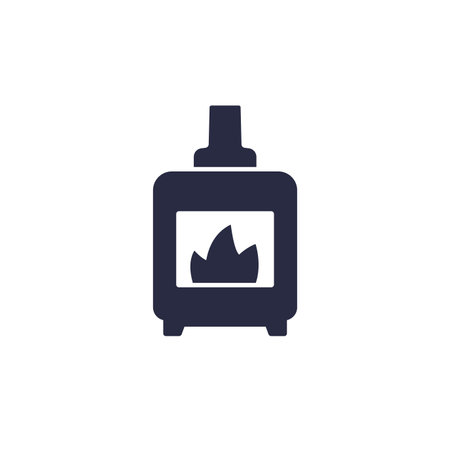 pellet stove icon, pictogram on whiteのイラスト素材