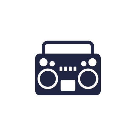 boombox icon, old cassette player, tape recorderのイラスト素材