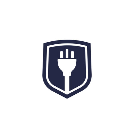electric plug with a shield icon on whiteのイラスト素材