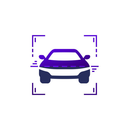 car scanning icon on white, vectorのイラスト素材