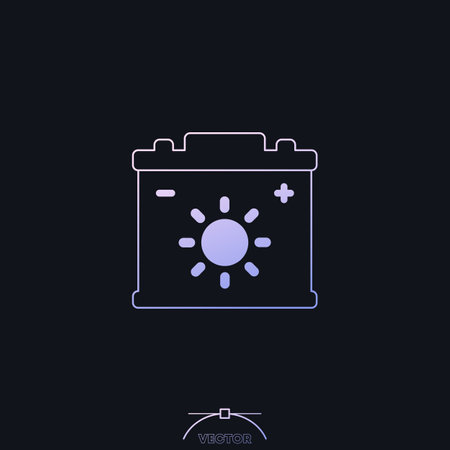 storing solar energy icon with a battery, vectorのイラスト素材